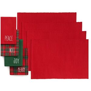 Elrene Home Fashions Holiday Christmas Sentiments Placemat and Napkin Value Set of 8, Multi Elrene Home Fashions Holiday Christmas Sentiments Placemat and Napkin Value Set of 8, Multi
