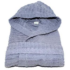 Italian Bed Linen Sogni e Capricci Horizon/Lines Bathrobe Fitted with Hood,Pockets and Belt, Denim Blue, S/M Italian Bed Linen Sogni e Capricci Horizon/Lines Bathrobe Fitted with Hood,Pockets and Belt, Denim Blue, S/M
