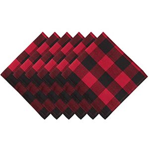 DII Buffalo Check Collection, Classic Farmhouse Tabletop Set, Napkin Set, 20x20, Red & Black, 6 Piece DII Buffalo Check Collection, Classic Farmhouse Tabletop Set, Napkin Set, 20x20, Red & Black, 6 Piece