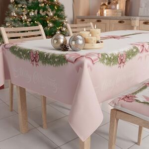 PETTI Artigiani Italiani Stain Resistant Rectangular Christmas Tablecloth, Kitchen Table Cover, Pink Bow Design, Feathers X14 Seater (140 x 300 cm) 100% Made in Italy PETTI Artigiani Italiani Stain Resistant Rectangular Christmas Tablecloth, Kitchen Table Cover, Pink Bow Design, Feathers X14 Seater (140 x 300 cm) 100% Made in Italy