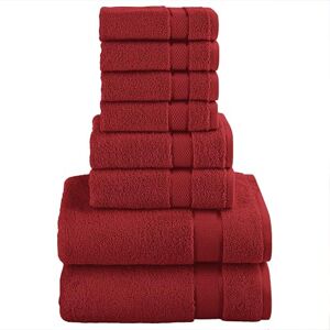 Elegant Comfort Premium Cotton 8-Piece Towel Set, Includes 4 Washcloths, 2 Hand Towels and 2 Bath Towels, 100% Turkish Cotton Highly Absorbent and Super Soft Towels for Bathroom, Burgundy Elegant Comfort Premium Cotton 8-Piece Towel Set, Includes 4 Washcloths, 2 Hand Towels and 2 Bath Towels, 100% Turkish Cotton Highly Absorbent and Super Soft Towels for Bathroom, Burgundy