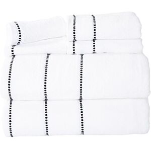 Lavish Home Luxury Cotton Towel Set- Quick Dry, Zero Twist and Soft 6 Piece Set With 2 Bath Towels, 2 Hand Towels and 2 Washcloths (White/Black) Lavish Home Luxury Cotton Towel Set- Quick Dry, Zero Twist and Soft 6 Piece Set With 2 Bath Towels, 2 Hand Towels and 2 Washcloths (White/Black)