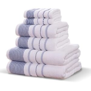Rapport Home Dakota Stripe 6-Piece Towel Bale Luxurious 100% Cotton 500gsm Bathroom Set, Bale Blue Rapport Home Dakota Stripe 6-Piece Towel Bale Luxurious 100% Cotton 500gsm Bathroom Set, Bale Blue