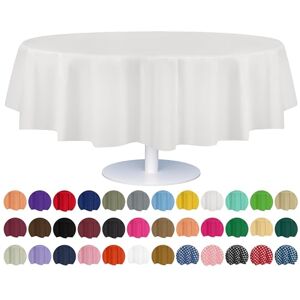 Grandipity White 84" Round 12 pack Premium Disposable Plastic Tablecloth 84 Inch Round Table Cover Grandipity White 84" Round 12 pack Premium Disposable Plastic Tablecloth 84 Inch Round Table Cover