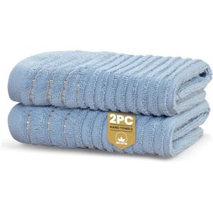 Rapport Home 2-Pack Linear Hand Towels 50x85cm 100% Cotton 500GSM Absorbent & Soft Bathroom Towel Set Oeko-Tex Certified Sky Blue Rapport Home 2-Pack Linear Hand Towels 50x85cm 100% Cotton 500GSM Absorbent & Soft Bathroom Towel Set Oeko-Tex Certified Sky Blue