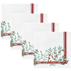 Elrene Home Fashions Winter Holiday Berry Christmas Cloth Napkin, Set of 4, 17"X17", Multi Elrene Home Fashions Winter Holiday Berry Christmas Cloth Napkin, Set of 4, 17"X17", Multi