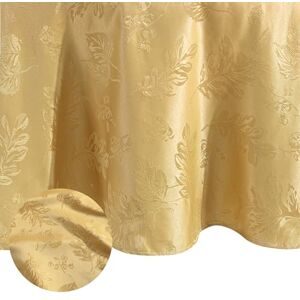 Elrene Home Fashions Elegant Woven Leaves Jacquard Damask Wrinkle Resistant Tablecloth, 60" x 84", Oval, Gold Elrene Home Fashions Elegant Woven Leaves Jacquard Damask Wrinkle Resistant Tablecloth, 60" x 84", Oval, Gold