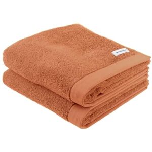 TOM TAILOR Colour BATH TOWEL Orange (Dark Coral) Towel with Hook and Label with Logo 50 x 100 cm 100% Cotton Terry Towel, Pack of 2 TOM TAILOR Colour BATH TOWEL Orange (Dark Coral) Towel with Hook and Label with Logo 50 x 100 cm 100% Cotton Terry Towel, Pack of 2