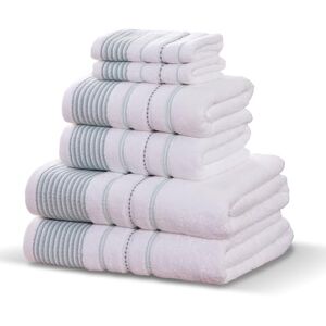 Rapport Home Dakota Stripe 6-Piece Towel Bale Luxurious 100% Cotton 500gsm Bathroom Set, Bale Green Rapport Home Dakota Stripe 6-Piece Towel Bale Luxurious 100% Cotton 500gsm Bathroom Set, Bale Green
