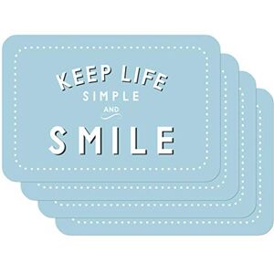 Venilia Table Mat Set - Light Blue - Keep Life Simple and Smile - Table Mat Set Venilia Table Mat Set - Light Blue - Keep Life Simple and Smile - Table Mat Set