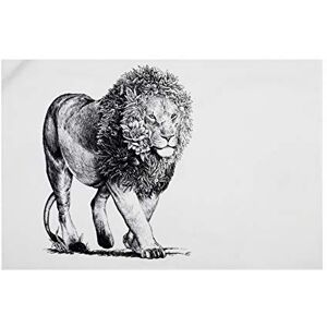 Maxwell & Williams Marini Ferlazzo Tea Towel with African Lion Design, 1% Indian Cotton, White, 5 x 7 cm Maxwell & Williams Marini Ferlazzo Tea Towel with African Lion Design, 1% Indian Cotton, White, 5 x 7 cm