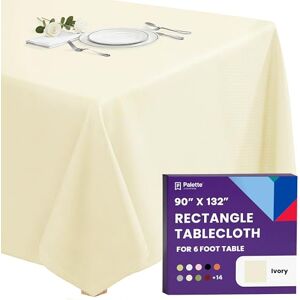 Gee Di Moda Ivory Rectangle Tablecloth 90 x 132 Inch, Polyester, Wrinkle & Stain Resistant, Perfect for 6 Foot Table, Buffet, Parties & More Gee Di Moda Ivory Rectangle Tablecloth 90 x 132 Inch, Polyester, Wrinkle & Stain Resistant, Perfect for 6 Foot Table, Buffet, Parties & More