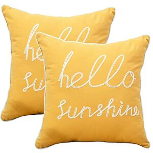 YIcabinet Set of 2 Soft Soild Decorative Square Throw Pillow Covers Yellow Hello Sunshine Pillow for Sofa Bedroom Car 18x18 Inch YIcabinet Set of 2 Soft Soild Decorative Square Throw Pillow Covers Yellow Hello Sunshine Pillow for Sofa Bedroom Car 18x18 Inch