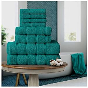 FAIRWAYUK 8-Piece Towels Bale Set for Bathroom, Ultra Soft Premium Quality Water Absorbent Towel Gift Sets, 100% Egyptian Cotton, 4x Face 2x Hand 2x Bath Towels, Teal FAIRWAYUK 8-Piece Towels Bale Set for Bathroom, Ultra Soft Premium Quality Water Absorbent Towel Gift Sets, 100% Egyptian Cotton, 4x Face 2x Hand 2x Bath Towels, Teal