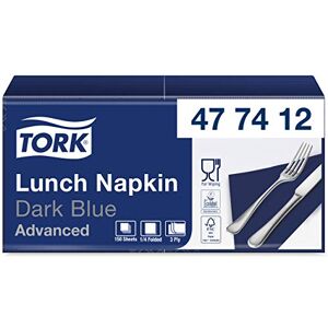 Tork 477412 Soft Dark Blue Lunch Napkin / 3 Ply Advanced, Unprinted Serviette in Navy Blue / 10 x 150 Sheets (WxL: 16.3cm x 16.5cm) Tork 477412 Soft Dark Blue Lunch Napkin / 3 Ply Advanced, Unprinted Serviette in Navy Blue / 10 x 150 Sheets (WxL: 16.3cm x 16.5cm)