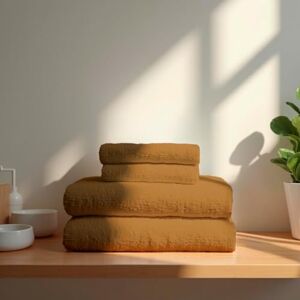 TRAMAS+ Set of 4 Premium 700 g Hand Towels, 100% Cotton, 2 Hand Towels 50 x 100 cm and 2 Bath Towels 70 x 140 cm, Extra Soft, Quick-Drying and Highly Absorbent Ochre TRAMAS+ Set of 4 Premium 700 g Hand Towels, 100% Cotton, 2 Hand Towels 50 x 100 cm and 2 Bath Towels 70 x 140 cm, Extra Soft, Quick-Drying and Highly Absorbent Ochre