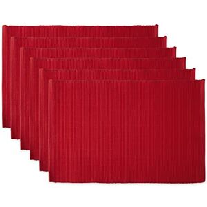 DII Basic Everyday Ribbed Tabletop 100% Cotton, Placemat Set, 13x19, Tango Red, 6 Piece DII Basic Everyday Ribbed Tabletop 100% Cotton, Placemat Set, 13x19, Tango Red, 6 Piece