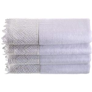 Creative Labs Fingertip Towels (11x18 inches)– Towel Set of 4- Extra Absorbent 100% Cotton- Soft Velour Finish- Gorgeous Lace Trim- Machine Washable- Perfect for Kitchen or Guest Bathroom! White Creative Labs Fingertip Towels (11x18 inches)– Towel Set of 4- Extra Absorbent 100% Cotton- Soft Velour Finish- Gorgeous Lace Trim- Machine Washable- Perfect for Kitchen or Guest Bathroom! White