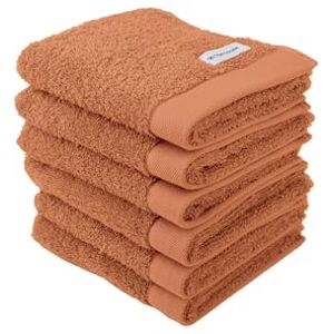 TOM TAILOR Set of 6 Guest Towels 30 x 50 cm 100% Cotton Terry Cloth with Hanger and Label with Logo Colour Bath Towel Orange (Dark Coral) TOM TAILOR Set of 6 Guest Towels 30 x 50 cm 100% Cotton Terry Cloth with Hanger and Label with Logo Colour Bath Towel Orange (Dark Coral)
