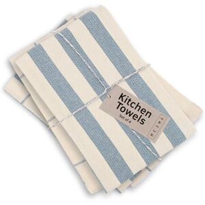 MEEMA Kitchen Towels and Dishcloths Sets of 4 Large 18 x 28 Inch Upcycled Cotton Tea Towel Super Absorbent Cotton Dish Towels for Kitchen Blue Stripes Hand Towels MEEMA Kitchen Towels and Dishcloths Sets of 4 Large 18 x 28 Inch Upcycled Cotton Tea Towel Super Absorbent Cotton Dish Towels for Kitchen Blue Stripes Hand Towels
