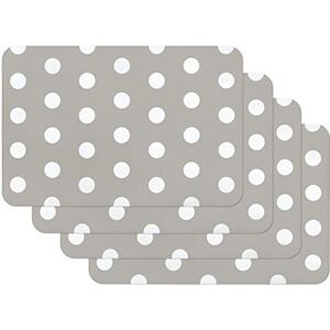 Venilia Placemats for Dining Room, Grey Polka Dot Pattern, Set of 4, Wipe-Clean, Polypropylene, Food-Safe, 45 x 30 cm, 59051 Venilia Placemats for Dining Room, Grey Polka Dot Pattern, Set of 4, Wipe-Clean, Polypropylene, Food-Safe, 45 x 30 cm, 59051