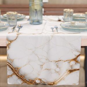 PETTI Artigiani Italiani Modern Elegant White Marble Effect Table Runner, 100% Made in Italy PETTI Artigiani Italiani Modern Elegant White Marble Effect Table Runner, 100% Made in Italy