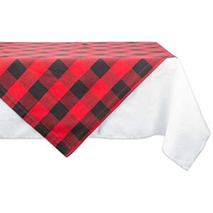 DII Classic Farmhouse Tablecloth, Cotton, Red & Black, Table Topper, 40x40 DII Classic Farmhouse Tablecloth, Cotton, Red & Black, Table Topper, 40x40