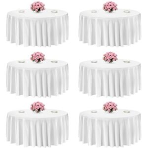 VEVOR White Round Tablecloths 6 Pack, 132 Inches in Diameter, Stain- & Wrinkle- Resistant, Machine Washable Table Clothes, Polyester Fabric Table Covers for Wedding, Party, Banquet, Formal Events VEVOR White Round Tablecloths 6 Pack, 132 Inches in Diameter, Stain- & Wrinkle- Resistant, Machine Washable Table Clothes, Polyester Fabric Table Covers for Wedding, Party, Banquet, Formal Events