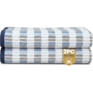 Rapport Home Santa Cruz Bath Towels 2 Pack Blue 70x120cm 100% Cotton 500GSM Oeko-Tex Made in Green & BCI Certified Rapport Home Santa Cruz Bath Towels 2 Pack Blue 70x120cm 100% Cotton 500GSM Oeko-Tex Made in Green & BCI Certified