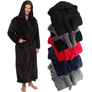 Ross Michaels Mens Luxury 400gsm Hooded Long Robe Full Length Plush Big & Tall Bathrobe Black XXX-Large Ross Michaels Mens Luxury 400gsm Hooded Long Robe Full Length Plush Big & Tall Bathrobe Black XXX-Large