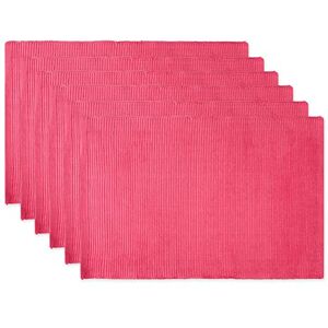 DII Basic Everyday Ribbed Tabletop 100% Cotton, Placemat Set, 13x19, Flamingo, 6 Piece DII Basic Everyday Ribbed Tabletop 100% Cotton, Placemat Set, 13x19, Flamingo, 6 Piece