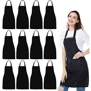 NOBONDO 12 Pack Bib Apron Unisex Black Apron Bulk with 2 Roomy Pockets Machine Washable for Kitchen Crafting BBQ Drawing NOBONDO 12 Pack Bib Apron Unisex Black Apron Bulk with 2 Roomy Pockets Machine Washable for Kitchen Crafting BBQ Drawing
