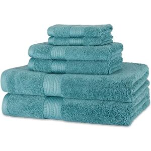 Amazon Basics Fade-Resistant 2 Bath(76 x 137 cm), 2 Hand and 2 Washcloths Set, Cotton Set of 6, Teal Amazon Basics Fade-Resistant 2 Bath(76 x 137 cm), 2 Hand and 2 Washcloths Set, Cotton Set of 6, Teal