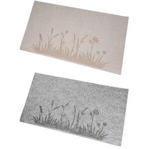 AlexandreHouse Pack of 16 Placemat, Rectangular, Grass Pattern, Floral Pattern, Felt, Beige, Gray, PU 16, 2 Assorted, L. 30 cm, W. 45 cm AlexandreHouse Pack of 16 Placemat, Rectangular, Grass Pattern, Floral Pattern, Felt, Beige, Gray, PU 16, 2 Assorted, L. 30 cm, W. 45 cm
