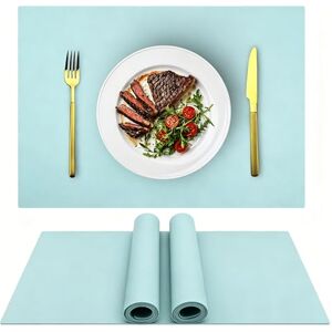 IYYI Silicone Placemats, Dining Placemats Set of 4, Waterproof Placemats for Kids, Non-Slip Silicone Mats for Dinner Table, Heat Resistant & Dishwasher Safe (Light Blue, 17.6" ×12.5") IYYI Silicone Placemats, Dining Placemats Set of 4, Waterproof Placemats for Kids, Non-Slip Silicone Mats for Dinner Table, Heat Resistant & Dishwasher Safe (Light Blue, 17.6" ×12.5")