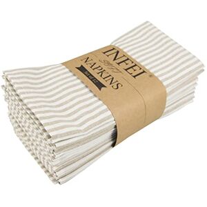INFEI Plain Striped Cotton Linen Blended Dinner Cloth Napkins Set of 12 (40 x 30 cm) for Events & Home Use (Beige) INFEI Plain Striped Cotton Linen Blended Dinner Cloth Napkins Set of 12 (40 x 30 cm) for Events & Home Use (Beige)