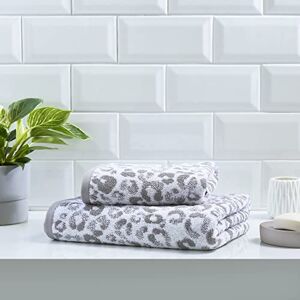 Fusion Grey Animal Print Bath Towel (70 x 130cm) 100% Cotton Cheetah/Leopard Paw Print Safari Zoo Animal Towel Grey & White Bath Towel/Bath Sheet Bathroom Accessory Fusion Grey Animal Print Bath Towel (70 x 130cm) 100% Cotton Cheetah/Leopard Paw Print Safari Zoo Animal Towel Grey & White Bath Towel/Bath Sheet Bathroom Accessory