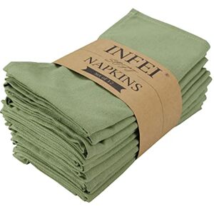 INFEI Solid Color Cotton Dinner Cloth Napkins Set of 12 (17 x 17 inches) for Events & Home Use (Olive) INFEI Solid Color Cotton Dinner Cloth Napkins Set of 12 (17 x 17 inches) for Events & Home Use (Olive)
