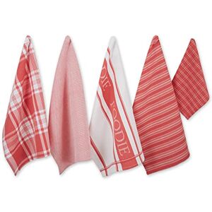 DII Assorted Decorative Kitchen Dish Towels & Dish Cloth Foodie Set, Ultra Absorbent for Washing and Drying (Towels 18x28 & Cloths 13x13) Coral Red, Set of 5 DII Assorted Decorative Kitchen Dish Towels & Dish Cloth Foodie Set, Ultra Absorbent for Washing and Drying (Towels 18x28 & Cloths 13x13) Coral Red, Set of 5