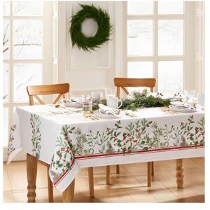 Elrene Home Fashions Winter Holiday Berry Bordered Tablecloth, Decorative Christmas Table Cover, 60" X 144", Oblong Elrene Home Fashions Winter Holiday Berry Bordered Tablecloth, Decorative Christmas Table Cover, 60" X 144", Oblong