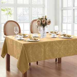 Elrene Damask Tablecloth, Polyester, Gold, 60" x 84" Oblong/Rectangle Elrene Damask Tablecloth, Polyester, Gold, 60" x 84" Oblong/Rectangle