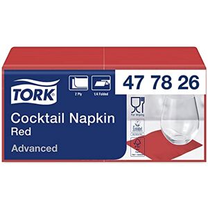 Tork 477826 Red Cocktail Napkin / 2 Ply Advanced, Unprinted Serviette in Red / 12 x 200 Sheets (WxL: 11.9cm x 12cm) Tork 477826 Red Cocktail Napkin / 2 Ply Advanced, Unprinted Serviette in Red / 12 x 200 Sheets (WxL: 11.9cm x 12cm)
