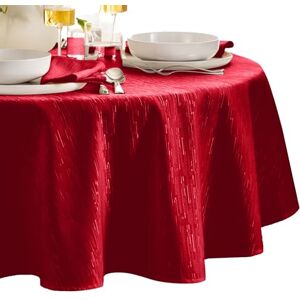 Elrene Home Fashions Continental Solid Texture Water and Stain Resistant Slub-Weave Textured Tablecloth, 90" Round, Red Elrene Home Fashions Continental Solid Texture Water and Stain Resistant Slub-Weave Textured Tablecloth, 90" Round, Red