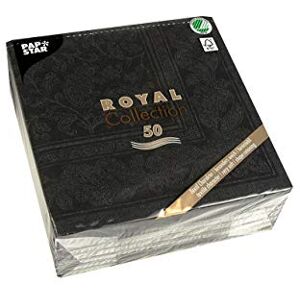 Papstar 50 Napkins Royal Collection 1/4-Fold 40 x 40 cm Black Ornaments Papstar 50 Napkins Royal Collection 1/4-Fold 40 x 40 cm Black Ornaments