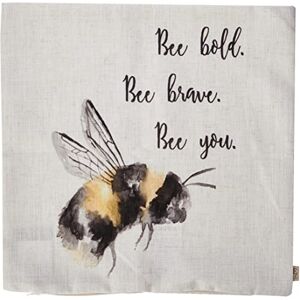 Riva Home Evans Lichfield Bee You Cushion Cover, Polyester, Linen, White Riva Home Evans Lichfield Bee You Cushion Cover, Polyester, Linen, White