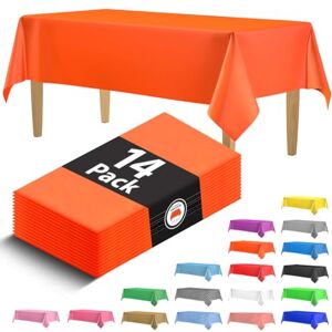 HSGUS 14 Pack Premium Disposable Orange Plastic Tablecloth 54 x 108 in. Rectangle Plastic Tablecloths Colors. Red, Blue, Black, White, Green, Gold, Pink Use for Indoor Or Outdoor. Great for Parties.… HSGUS 14 Pack Premium Disposable Orange Plastic Tablecloth 54 x 108 in. Rectangle Plastic Tablecloths Colors. Red, Blue, Black, White, Green, Gold, Pink Use for Indoor Or Outdoor. Great for Parties.…