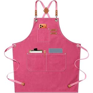 AFUN Chef Apron, Cotton Canvas Cross Back Apron with Adjustable Straps and Large Pockets,M to XXL (Pink) AFUN Chef Apron, Cotton Canvas Cross Back Apron with Adjustable Straps and Large Pockets,M to XXL (Pink)