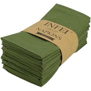 INFEI Solid Color Cotton Dinner Cloth Napkins Set of 12 (17 x 17 inches) for Events & Home Use (Army Green) INFEI Solid Color Cotton Dinner Cloth Napkins Set of 12 (17 x 17 inches) for Events & Home Use (Army Green)