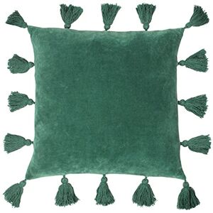 Furn. Medina Velvet Tasselled Cushion Cover - Green - One Size Furn. Medina Velvet Tasselled Cushion Cover - Green - One Size