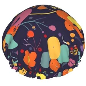 BTCOWZRV Colorful Floral Print Shower Cap For Women Double Layer Waterproof Bath Cap Elastic Reusable Shower Hat Hair Protection Bath Hat For Spa Salon Bathing Ladies BTCOWZRV Colorful Floral Print Shower Cap For Women Double Layer Waterproof Bath Cap Elastic Reusable Shower Hat Hair Protection Bath Hat For Spa Salon Bathing Ladies